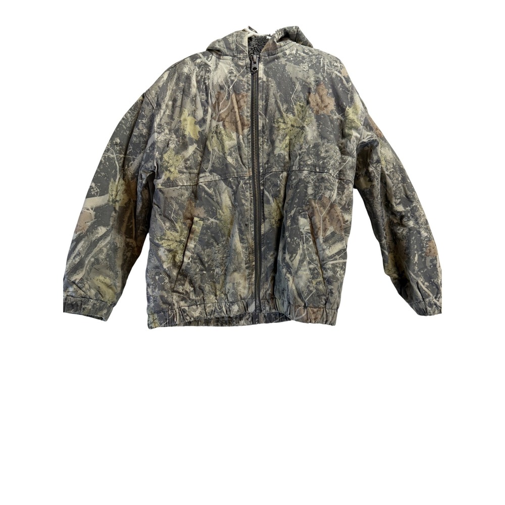 Abercrombie Kids Camo Leaf Print Faux Shearling Lined Hooded Jacket 5/6 232J1229